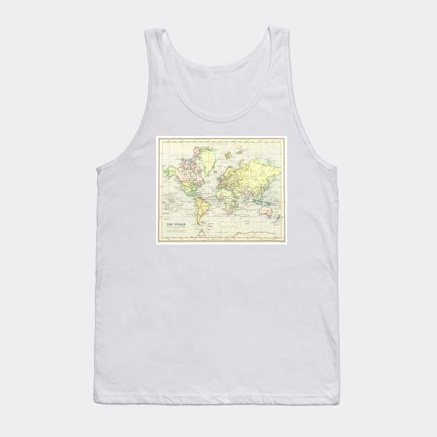 Vintage Map of The World (1899) Tank Top by Bravuramedia